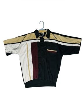 Men's Colorblock Polo Shirt in Black, Cream & Burgundy